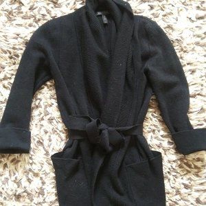 BCBG cardigan tie waist sweater black